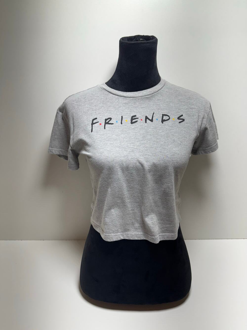 Friends TV Series Classic Logo Junior Women’s Cropped T Shirt Sz M (7/8) Gray